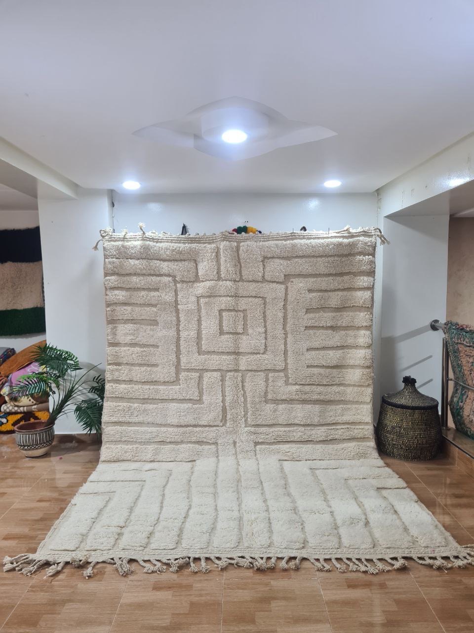 White Harzan Marokkaans handgemaakt tapijt150 cm x 100 cm